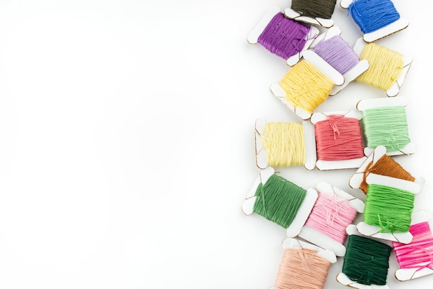 colorful embroidered textiles flatlay